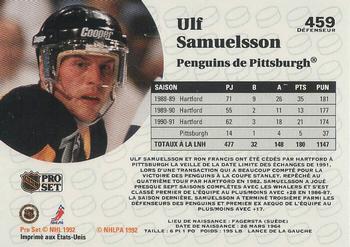 1991-92 Pro Set French #459 Ulf Samuelsson Back