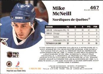 1991-92 Pro Set French #467 Mike McNeill Back