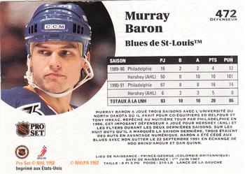 1991-92 Pro Set French #472 Murray Baron Back
