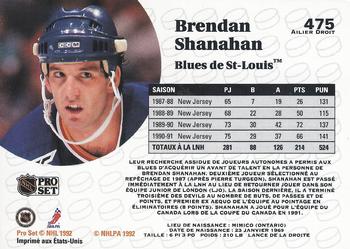 1991-92 Pro Set French #475 Brendan Shanahan Back