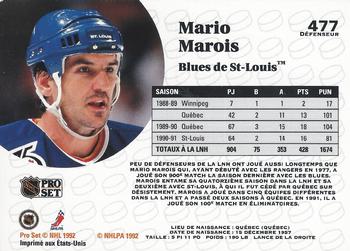 1991-92 Pro Set French #477 Mario Marois Back