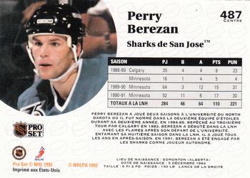 1991-92 Pro Set French #487 Perry Berezan Back