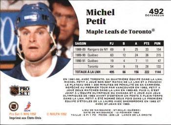 1991-92 Pro Set French #492 Michel Petit Back