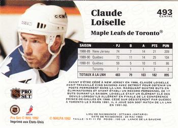 1991-92 Pro Set French #493 Claude Loiselle Back