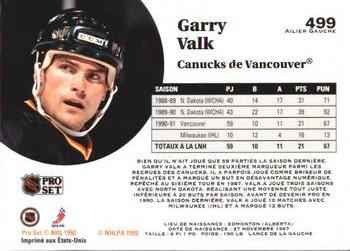 1991-92 Pro Set French #499 Garry Valk Back