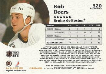1991-92 Pro Set French #520 Bob Beers Back