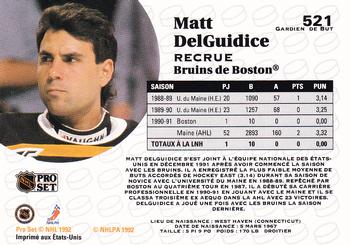 1991-92 Pro Set French #521 Matt DelGuidice Back