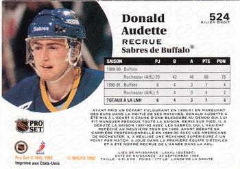 1991-92 Pro Set French #524 Donald Audette Back