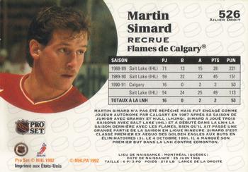 1991-92 Pro Set French #526 Martin Simard Back