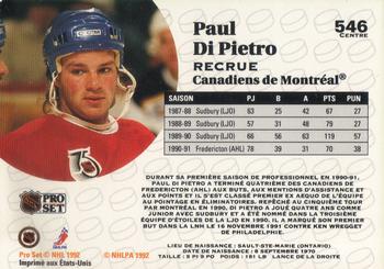 1991-92 Pro Set French #546 Paul DiPietro Back