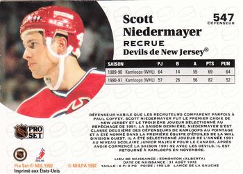 1991-92 Pro Set French #547 Scott Niedermayer Back