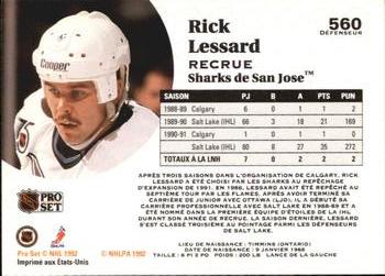 1991-92 Pro Set French #560 Rick Lessard Back