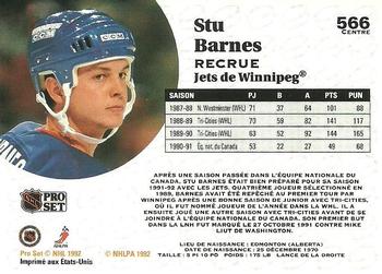 1991-92 Pro Set French #566 Stu Barnes Back
