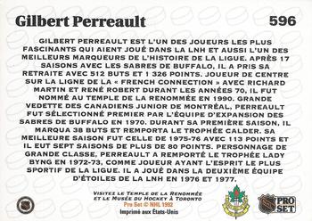 1991-92 Pro Set French #596 Gilbert Perreault Back