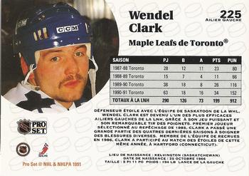 1991-92 Pro Set French #225 Wendel Clark Back