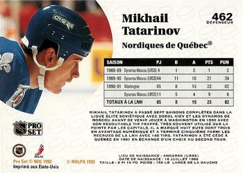 1991-92 Pro Set French #462 Mikhail Tatarinov Back