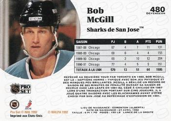 1991-92 Pro Set French #480 Bob McGill Back