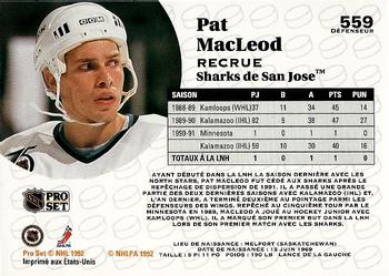 1991-92 Pro Set French #559 Pat MacLeod Back