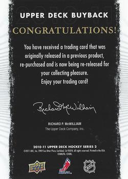 2010-11 Upper Deck #NNO Upper Deck Buyback Certificate Back