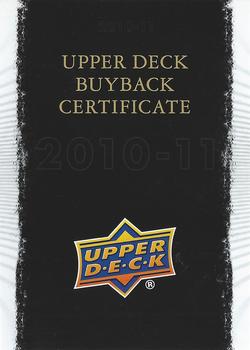 2010-11 Upper Deck #NNO Upper Deck Buyback Certificate Front