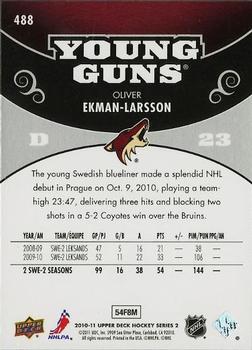 2010-11 Upper Deck #488 Oliver Ekman-Larsson Back