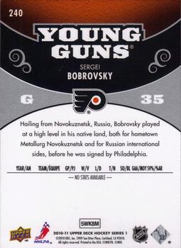 2010-11 Upper Deck #240 Sergei Bobrovsky  Back