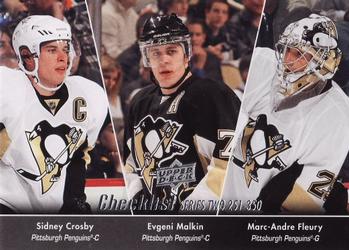 2010-11 Upper Deck #449 Checklist: 251-350 (Sidney Crosby / Evgeni Malkin / Marc-Andre Fleury) Front