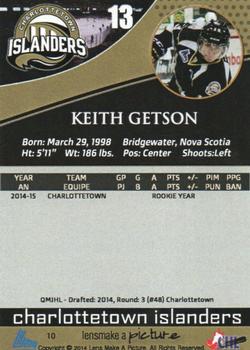 2014-15 Charlottetown Islanders (QMJHL) #10 Keith Getson Back