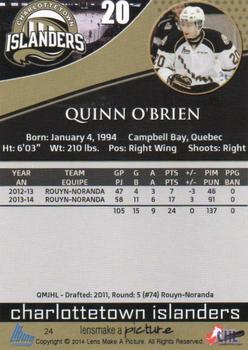 2014-15 Charlottetown Islanders (QMJHL) #24 Quinn O'Brien Back