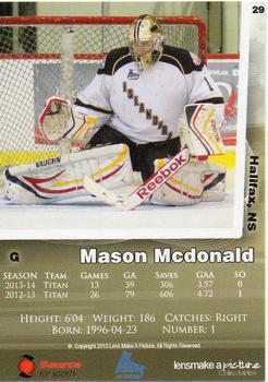 2013-14 Charlottetown Islanders (QMJHL) #29 Mason MacDonald Back