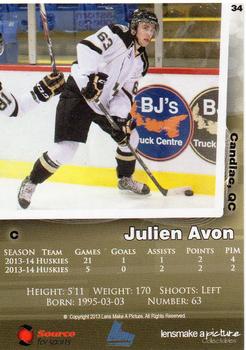 2013-14 Charlottetown Islanders (QMJHL) #34 Julien Avon Back