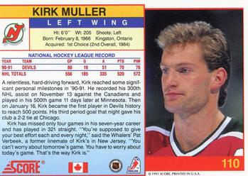 1991-92 Score Canadian English #110 Kirk Muller Back