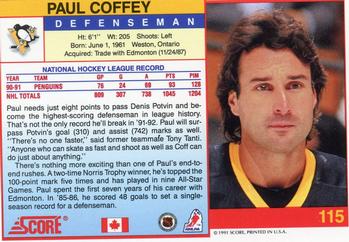 1991-92 Score Canadian English #115 Paul Coffey Back