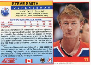 1991-92 Score Canadian English #11 Steve Smith Back