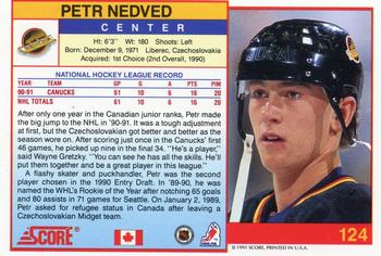 1991-92 Score Canadian English #124 Petr Nedved Back
