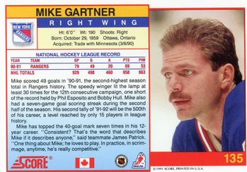 1991-92 Score Canadian English #135 Mike Gartner Back