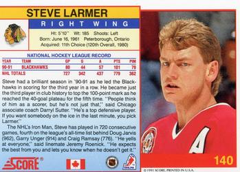 1991-92 Score Canadian English #140 Steve Larmer Back