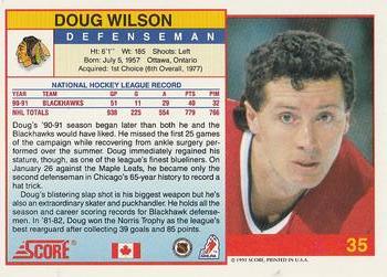1991-92 Score Canadian English #35 Doug Wilson Back