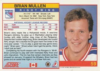 1991-92 Score Canadian English #59 Brian Mullen Back