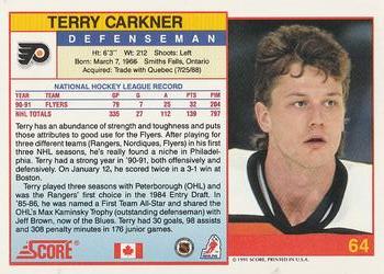 1991-92 Score Canadian English #64 Terry Carkner Back