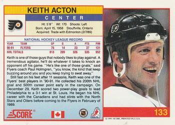 1991-92 Score Canadian English #133 Keith Acton Back
