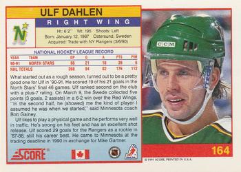 1991-92 Score Canadian English #164 Ulf Dahlen Back