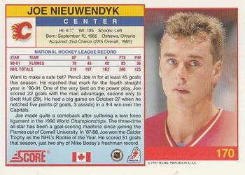 1991-92 Score Canadian English #170 Joe Nieuwendyk Back