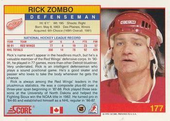 1991-92 Score Canadian English #177 Rick Zombo Back