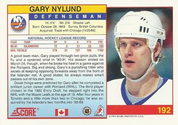 1991-92 Score Canadian English #192 Gary Nylund Back