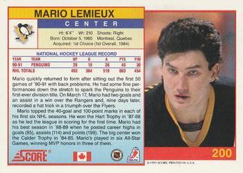 1991-92 Score Canadian English #200 Mario Lemieux Back