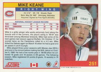 1991-92 Score Canadian English #251 Mike Keane Back