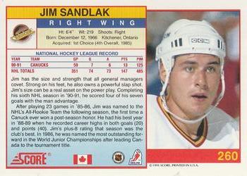 1991-92 Score Canadian English #260 Jim Sandlak Back