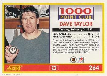 1991-92 Score Canadian English #264 Dave Taylor Back