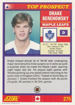 1991-92 Score Canadian English #275 Drake Berehowsky Back